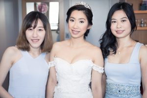 Asian bride with her bridesmaids