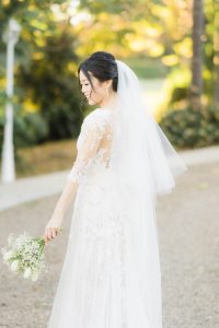 Asian bride with bouquet